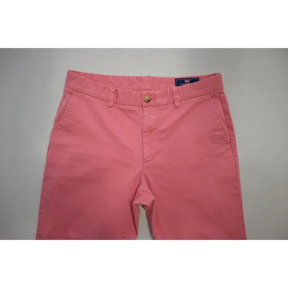 Vineyard Vines Khaki Chino Breaker Pants Stretch Pink Flat Mens Sz‎ 32 x 32